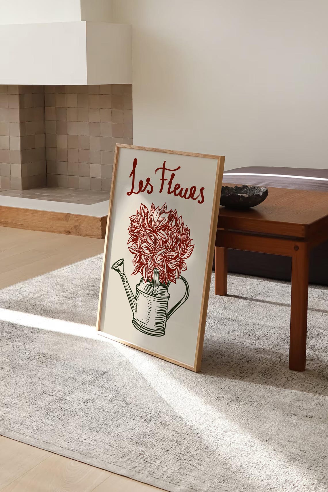 Les Fleurs French Flower Market Watering Can Botanical Poster - Image 2