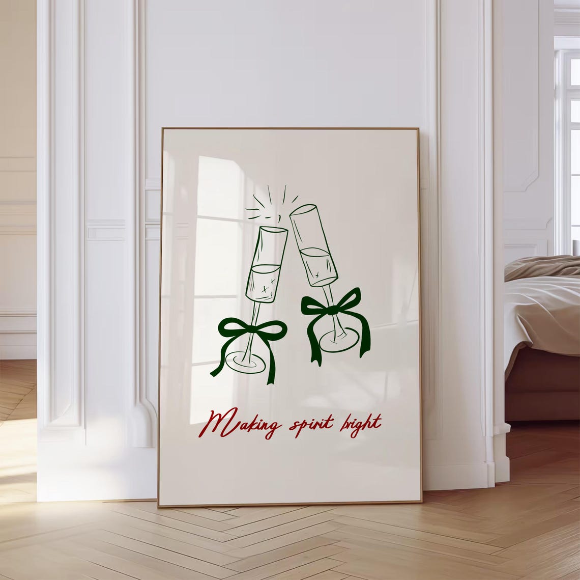 Making Spirit Bright Champagne Toast Holiday Cheer Party Poster - Image 3