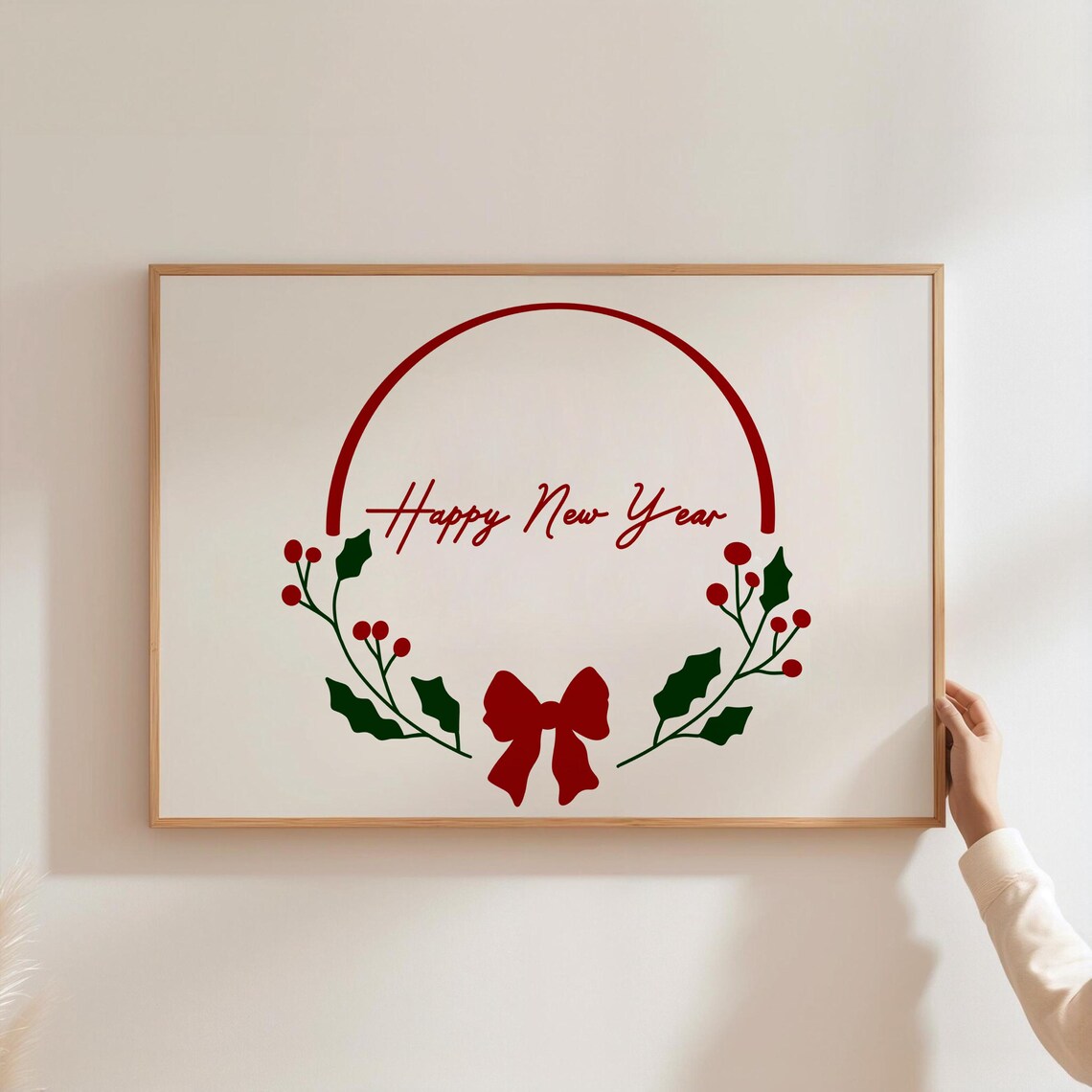 Happy New Year Print Fun Kitchen Decor Christmas Typography Wall Art Retro Wall Art Cute Holiday Decor - Image 3