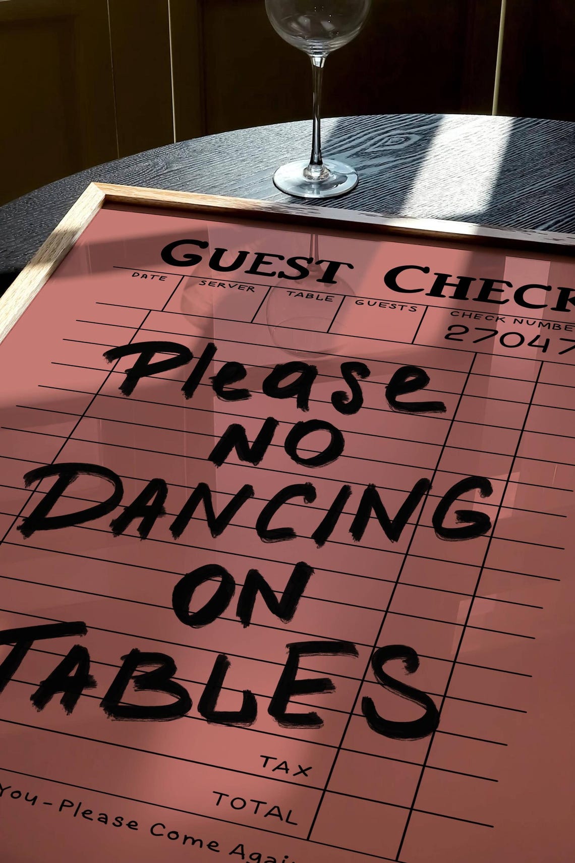 Please No Dancing On Tables Retro Vintage Guest Check Funny Bar Print - Image 2