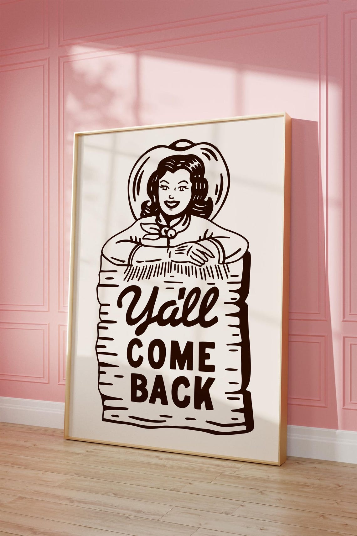 Yall Come Back Vintage Western Cowgirl Kitchen Entryway Sign Poster - Image 2
