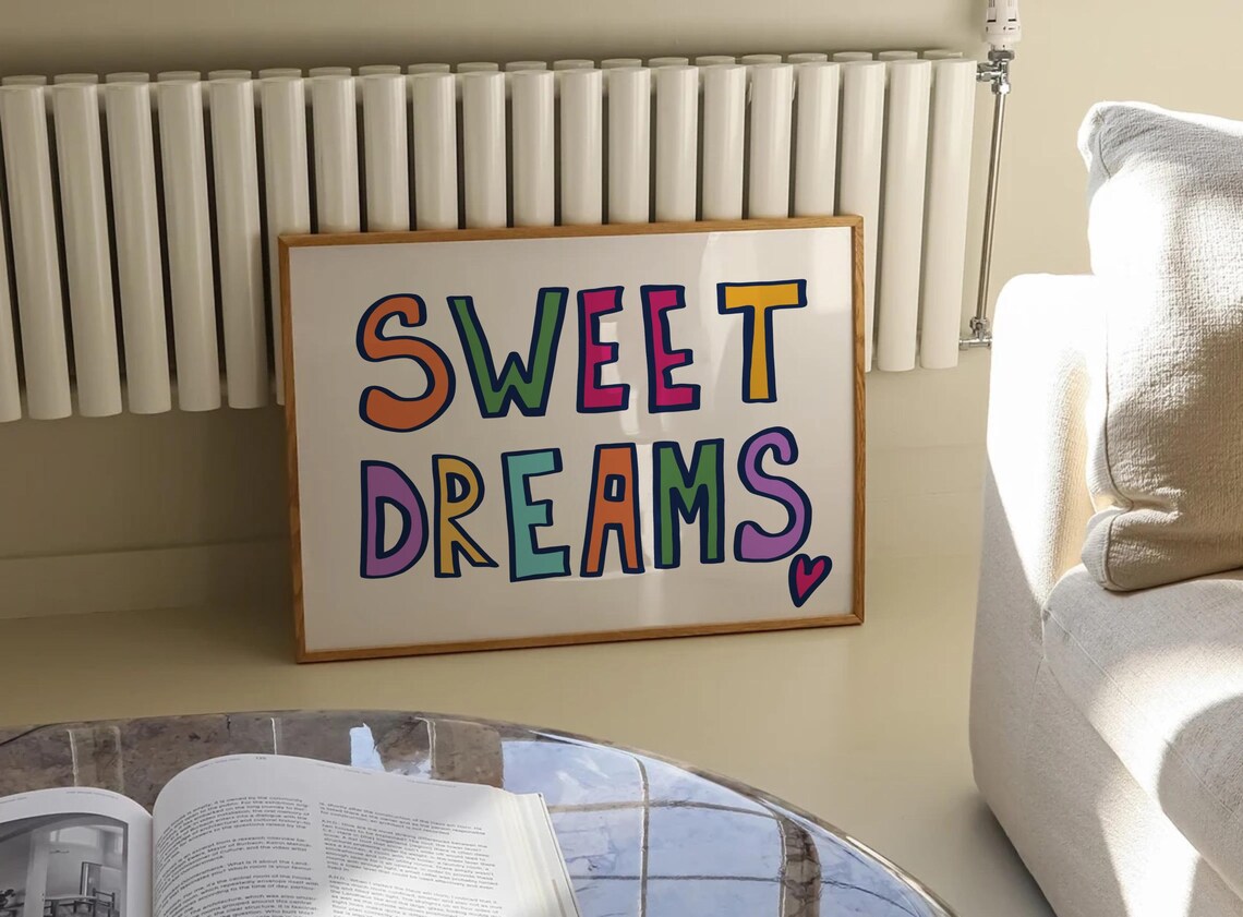 Sweet Dreams Colorful Playful Rainbow Letter Kids Bedroom Wall Art - Image 3