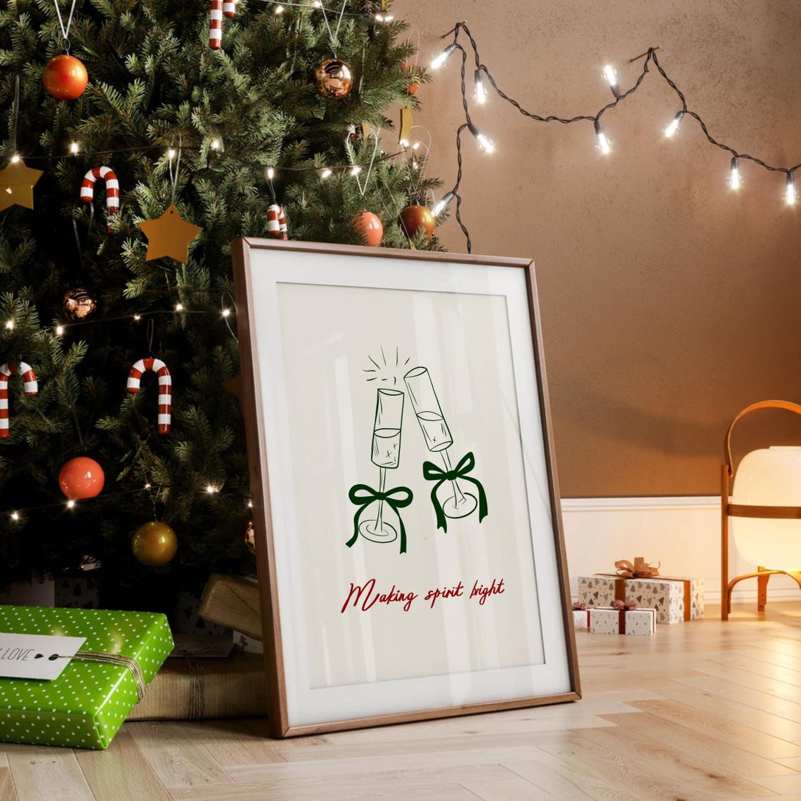 Making Spirit Bright Champagne Toast Holiday Cheer Party Poster - Image 2