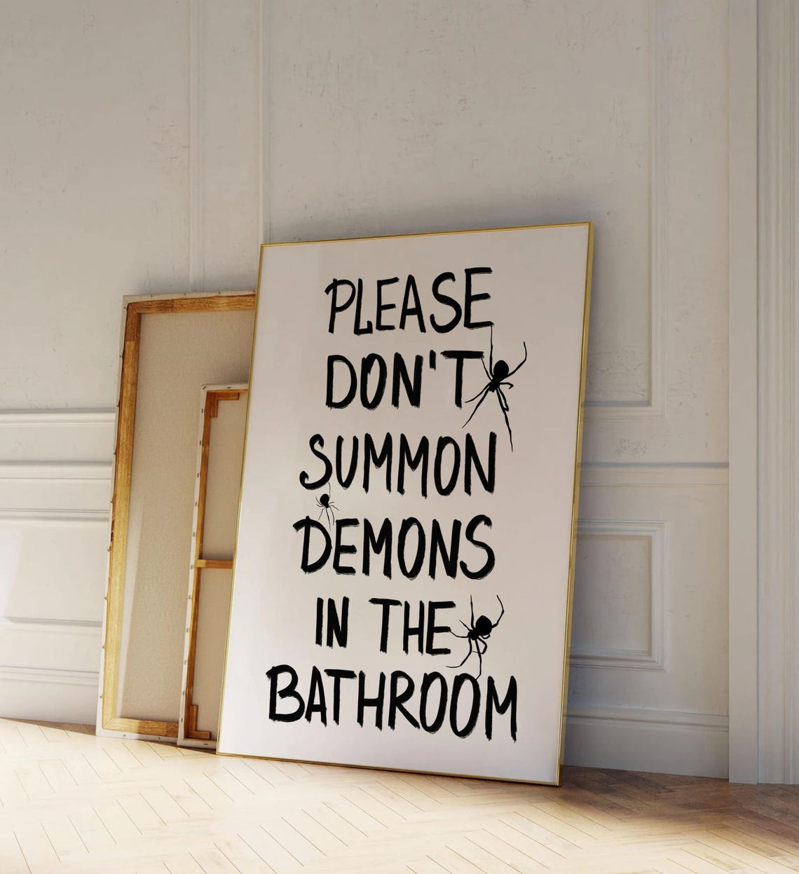 Please Don't Summon Demons in the Bathroom Funny Spider Quote Poster - Image 2