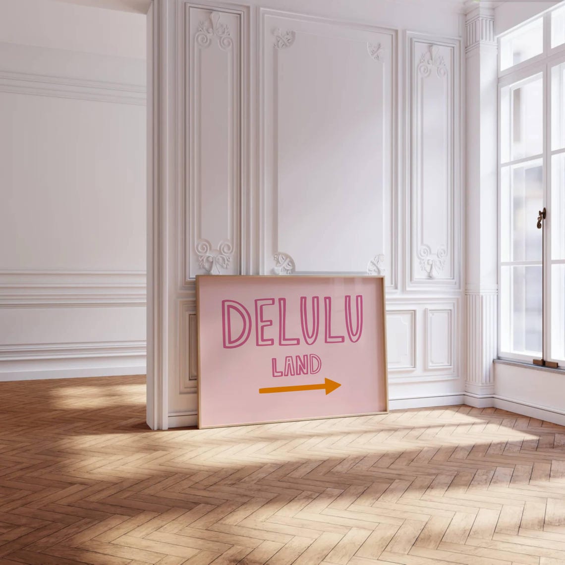 Delulu Land Arrow Sign Pink Funny Trendy Dorm Room Art Poster - Image 2