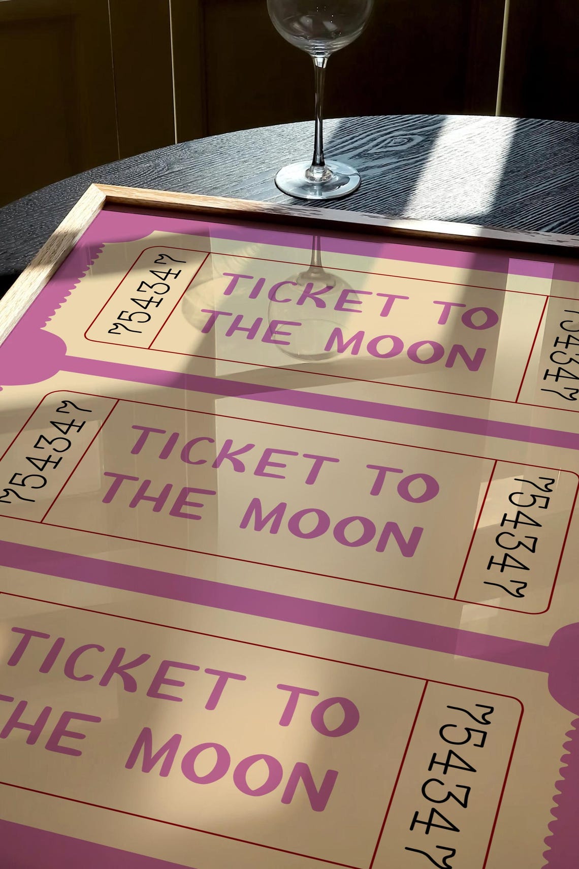 Ticket To The Moon Purple Retro Ticket Stub Style Wall Art Decor - Image 2