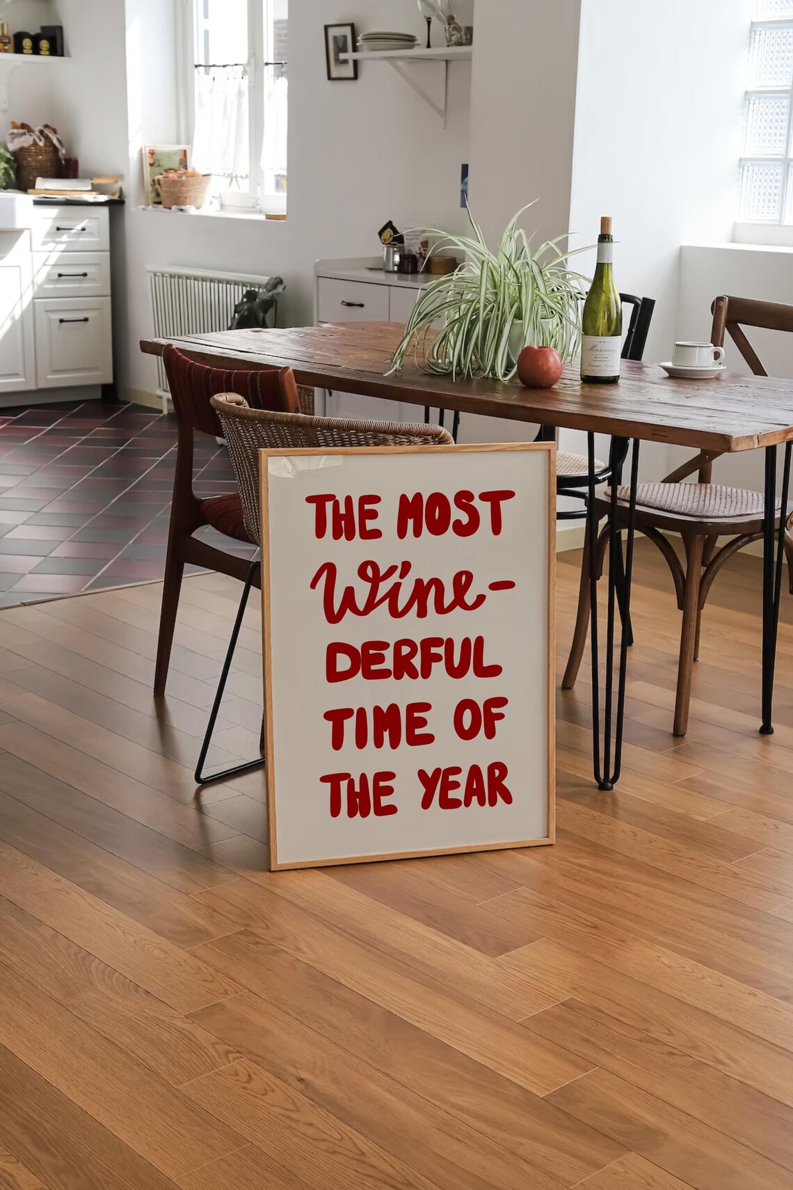 The Most Wine Derful Time Of The Year Red Christmas Wine Quote Poster - Image 3