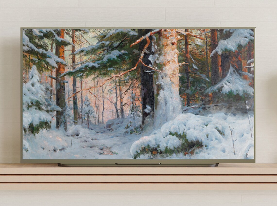 Vintage Christmas Winter Forest Art Print - Image 3