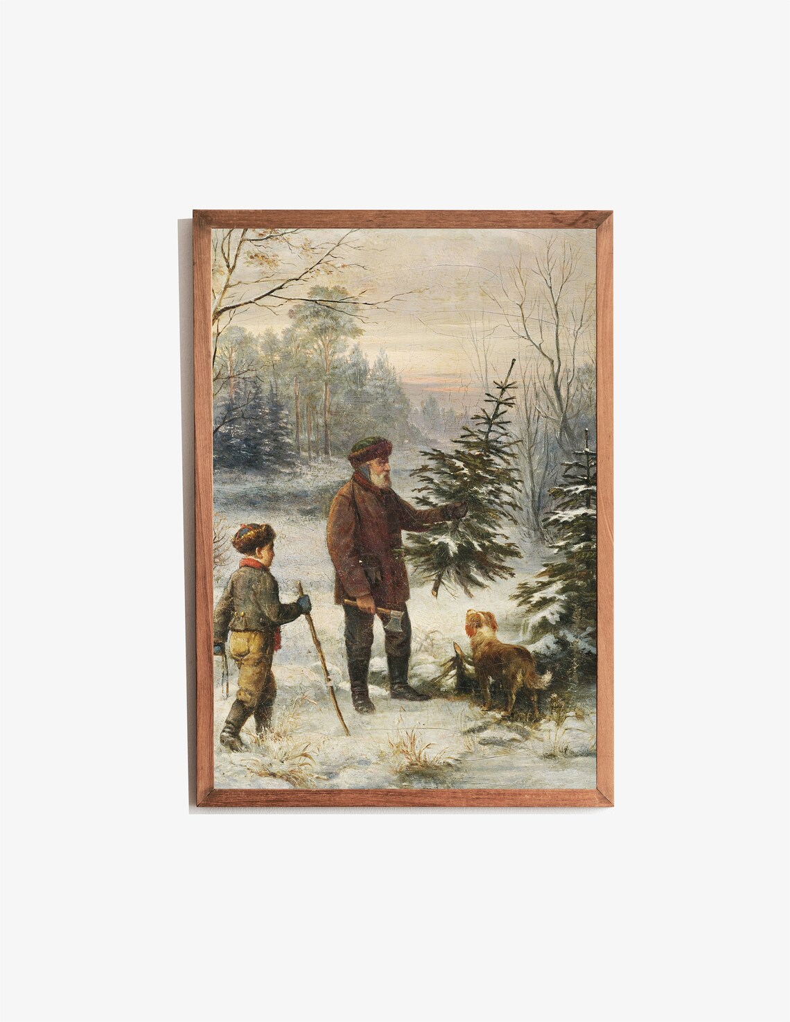 Vintage Christmas Trees Art Print, Lumberjack Scene - Image 3