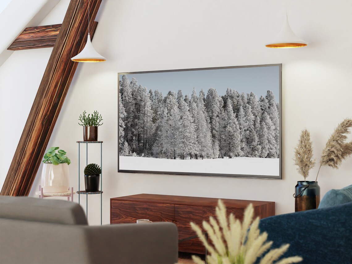 Frost Covered Winter Forest White Trees Snowy Landscape Photo Poster - Image 2