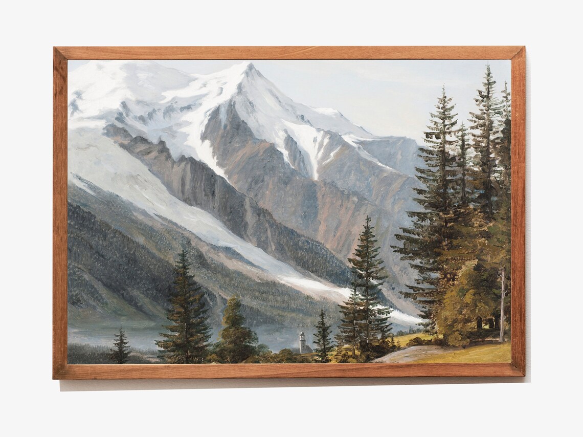 Vintage Mountain Landscape Art Print, Cottage Decor - Image 2