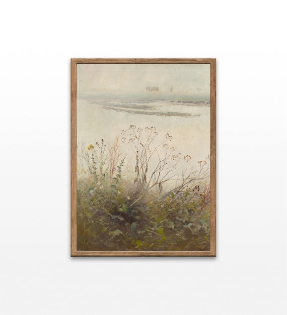 Landscape Paintings Vintage River Prints Nature Artworks Farmhouse Wall Art Antique Home Decor Prints
