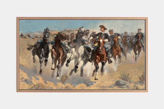 Frame Tv Art Cavalry In Paintings Paintings Of Cowboys Vintage Western Art Instant