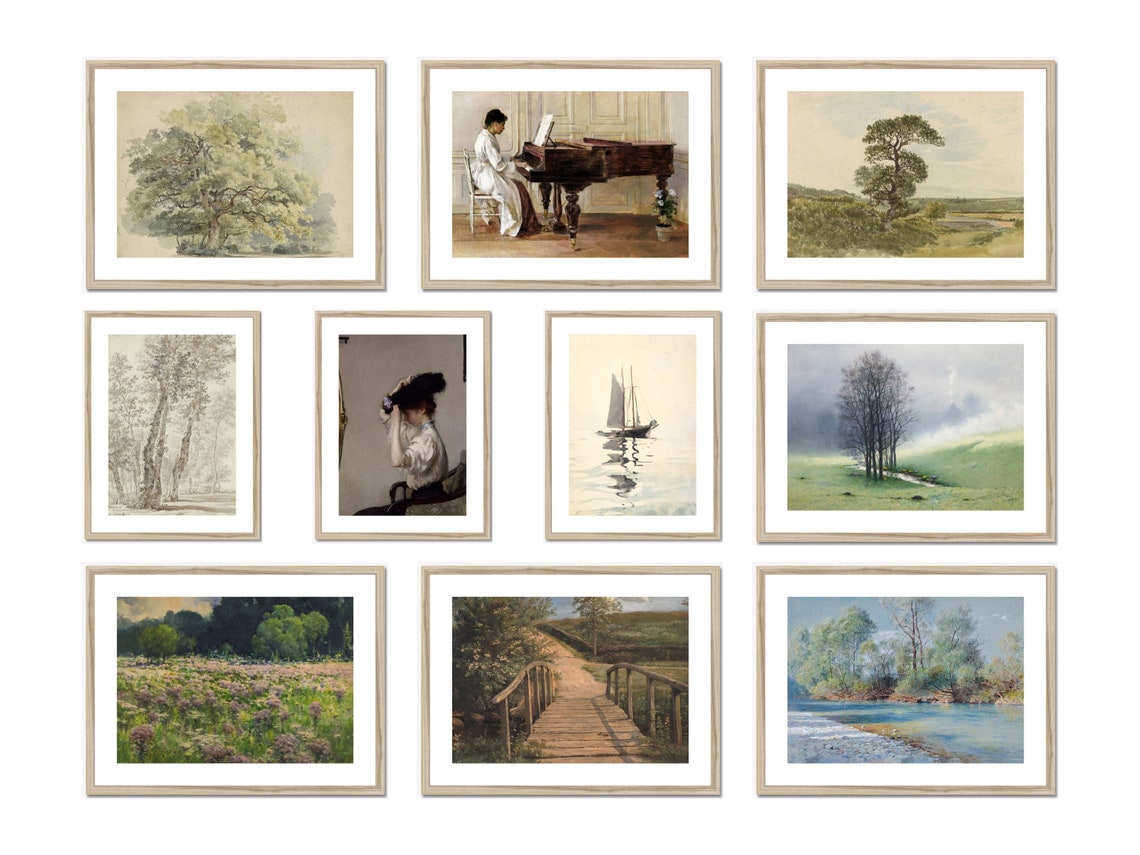 Vintage Landscape and Seascape Gallery Wall Set of 10 Art Prints - Image 3