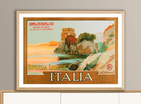 Riviera Ligure Italia Vintage Travel Poster Poster Print Or Print Gift Idea Wall Decor