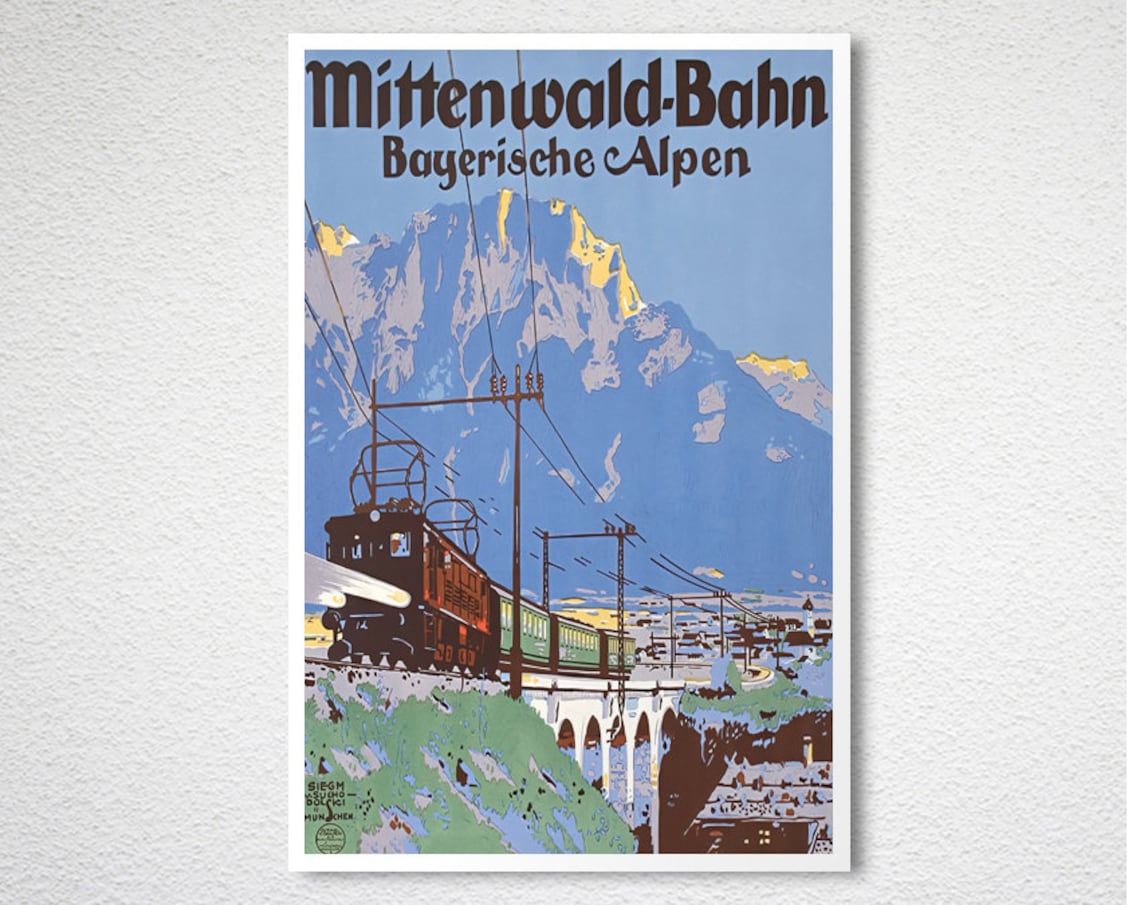 Mittenwald Bayerische Alpen Vintage Travel Poster - Image 2