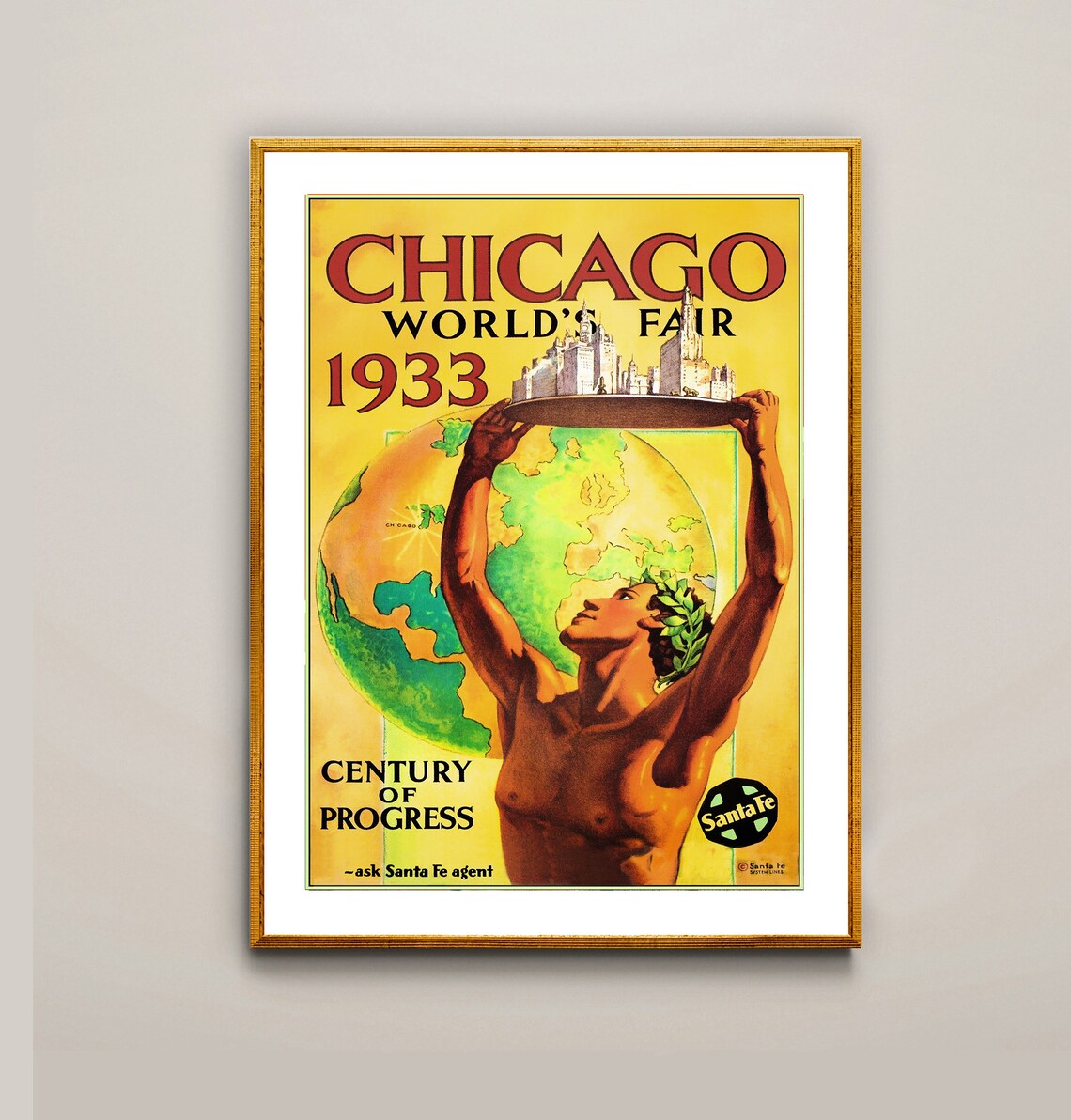 Chicago Worlds Fair 1933 Century of Progress Vintage Travel Poster - Image 2