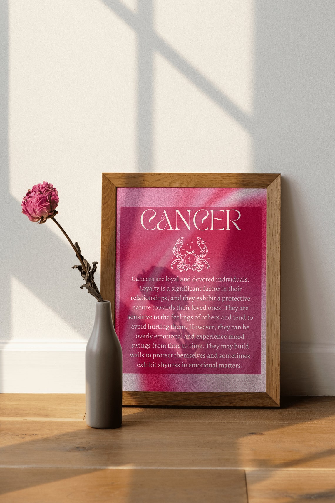Cancer Zodiac Wall Art Pink Cancer Poster Pink Aura Poster Cancer Star Sign Print Spiritual Wall Art Cancer Wall Art Cancer Print - Image 2