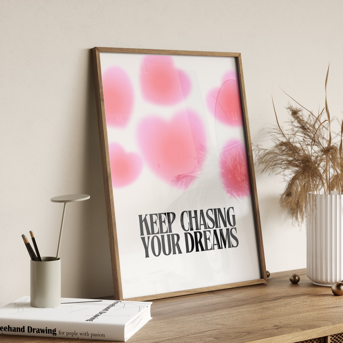 Keep Chasing Your Dreams Pink Aura Motivational Bold Typography Poster - Image 4