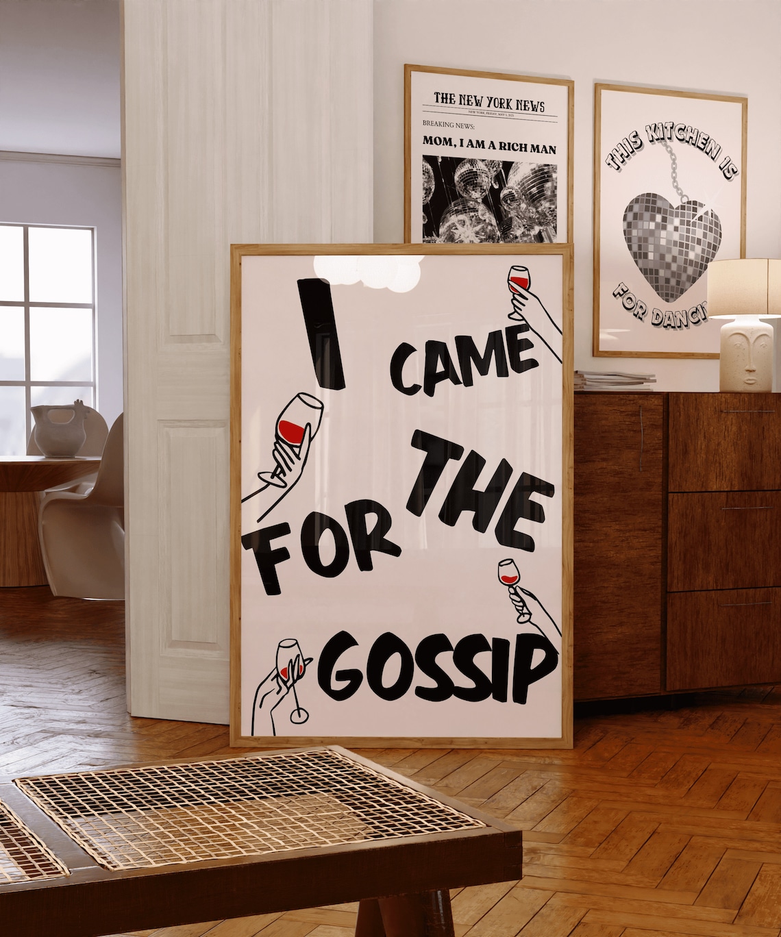 I Came for the Gossip Funny Wine Girls Night Bold Typography Wall Poster