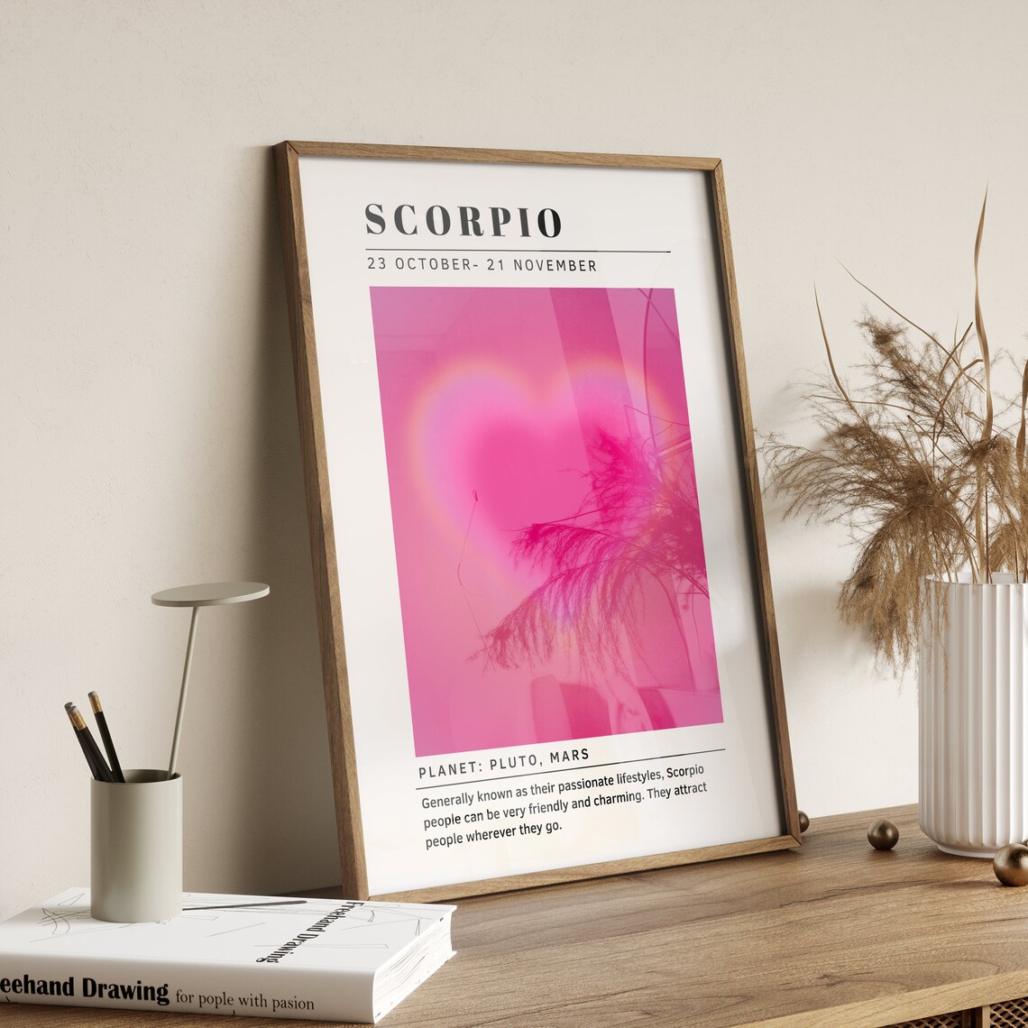 Scorpio Zodiac Sign Pink Aura Heart Spiritual Astrology Poster - Image 4