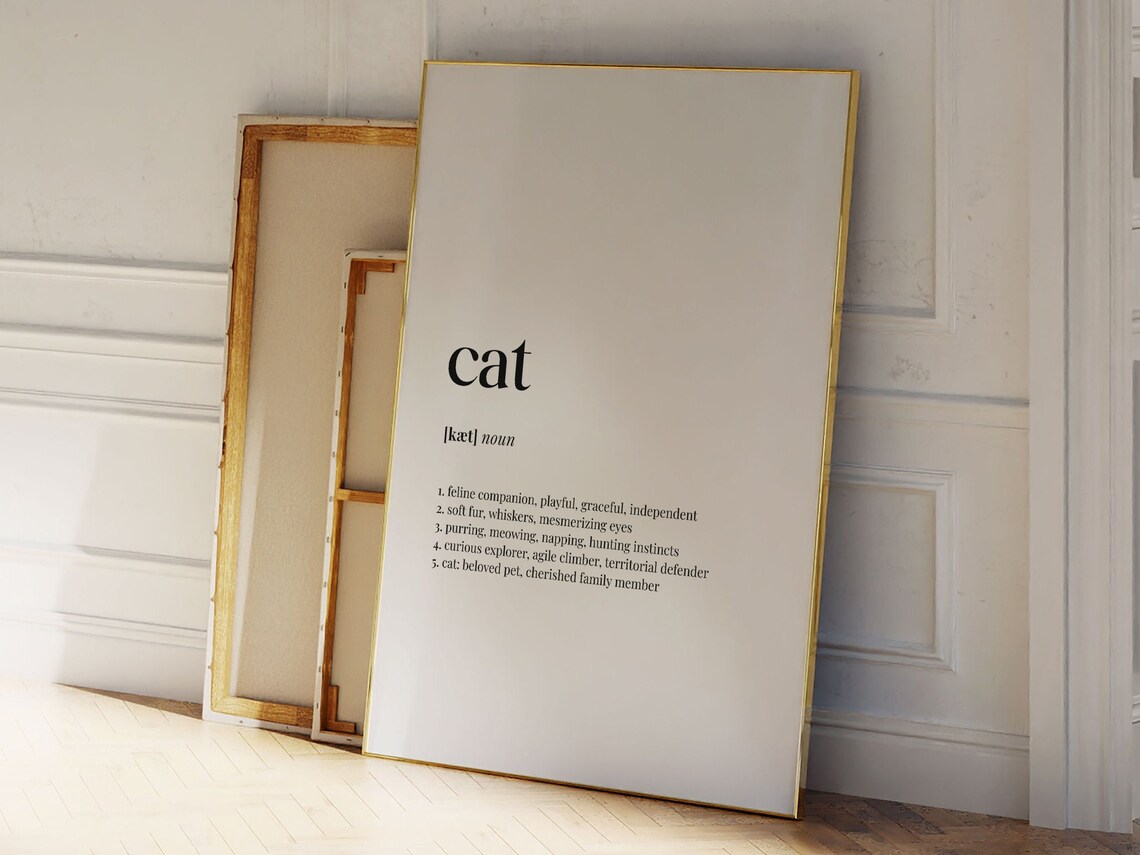 Cat Dictionary Definition Noun Meaning Minimalist Typographic Poster - Image 2