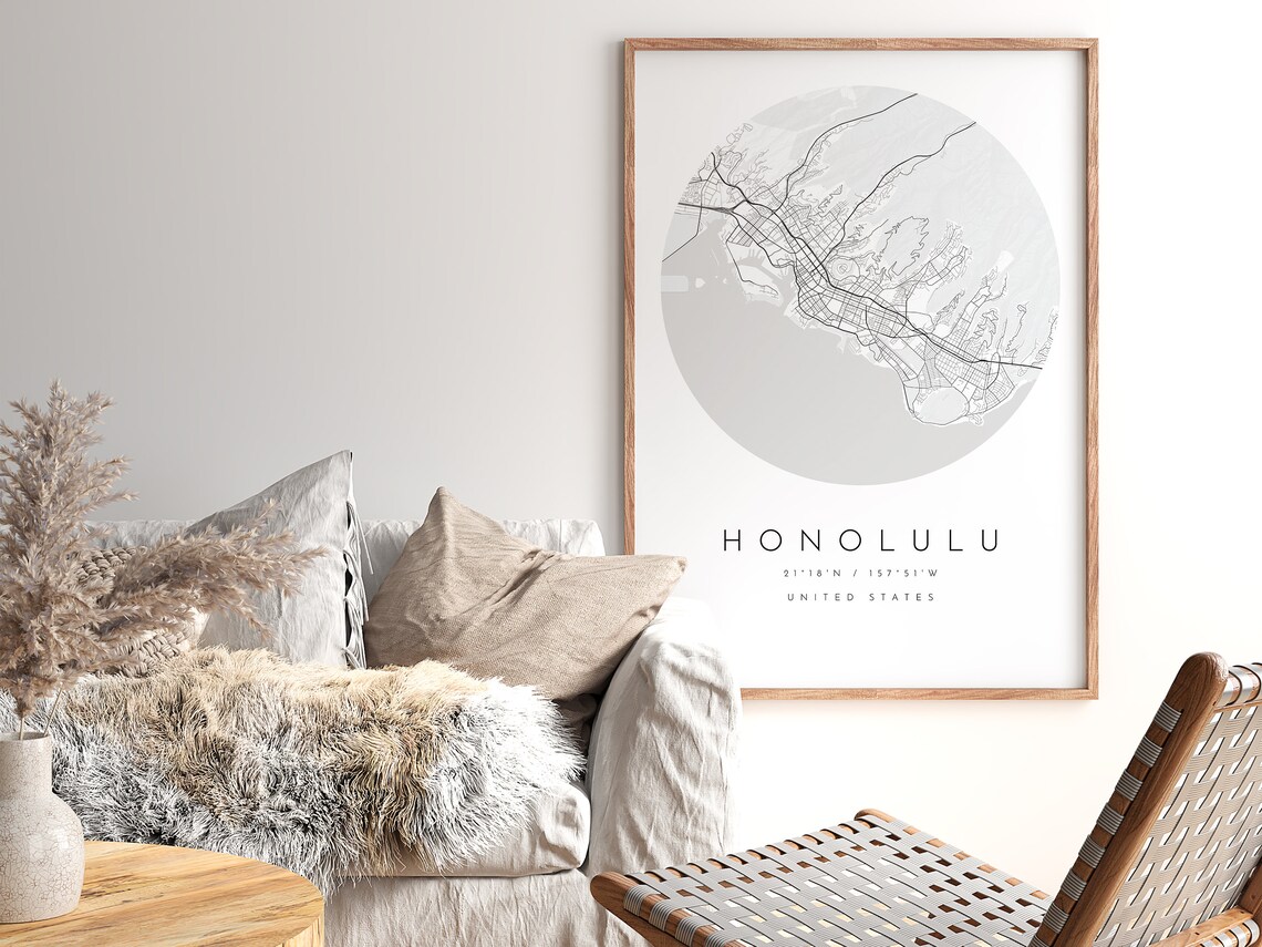 Honolulu Map Poster, Minimalist City Map Gift - Image 2