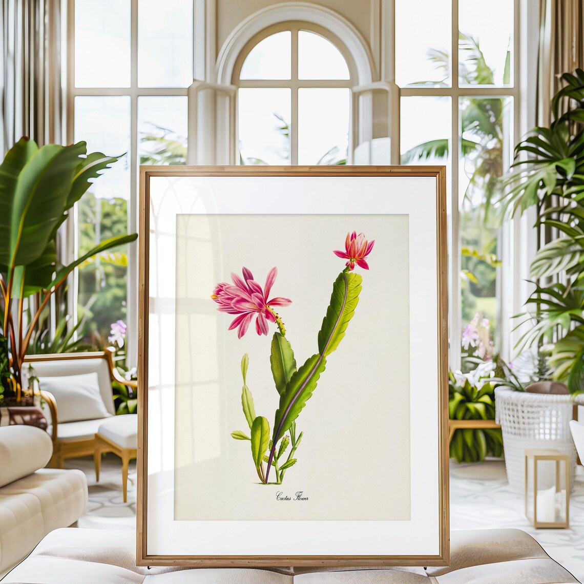 Pink Cactus Botanical Art Print, Home Wall Decor - Image 3