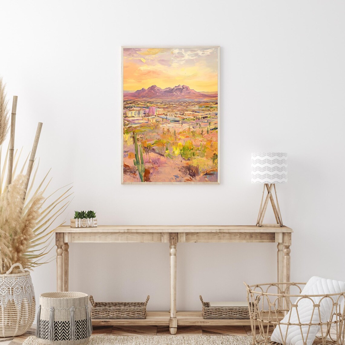 Mesa Arizona Desert Sunset Mountain Southwest Oil Painting Poster - Image 3