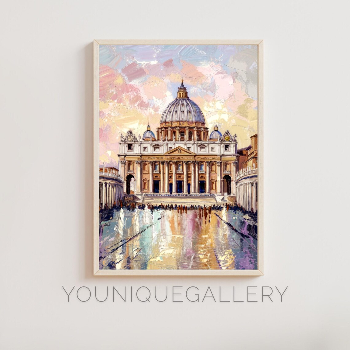 St Peters Basilica Vatican City Sunset Square Oil Painting Poster