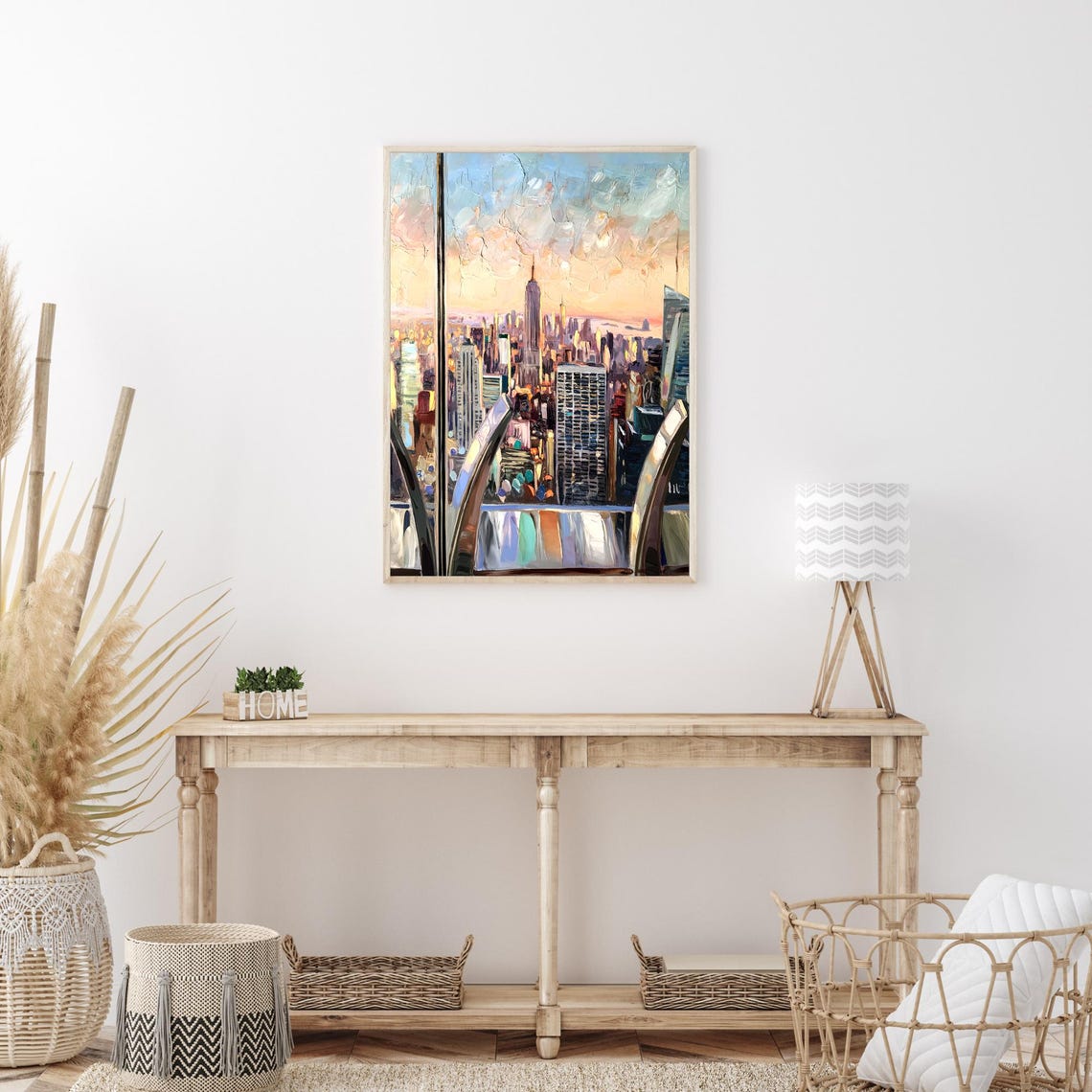 New York City Skyline Empire State Sunset Observation Deck Oil Poster - Image 3