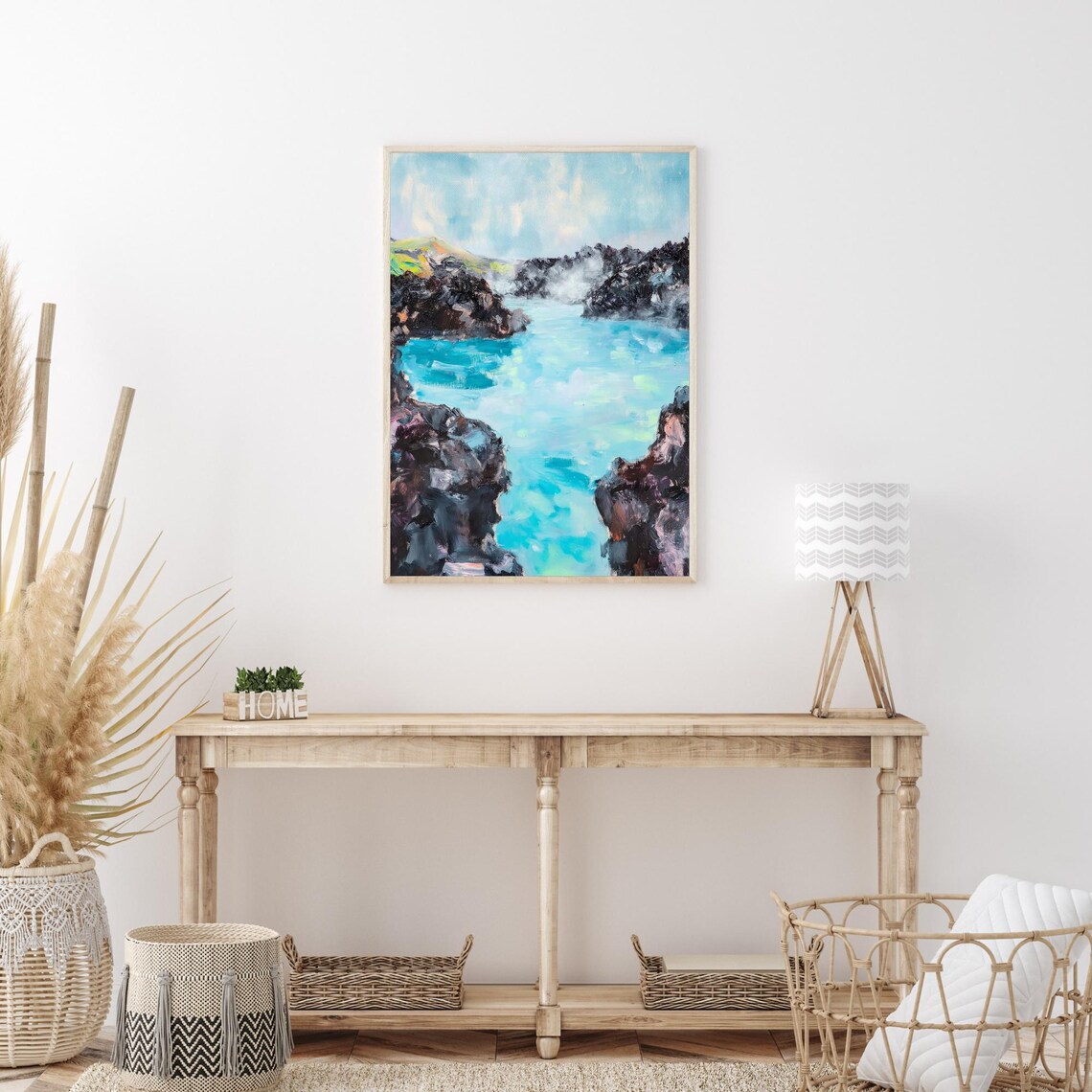 Blue Lagoon Iceland Geothermal Milky Blue Water Painting Poster - Image 3