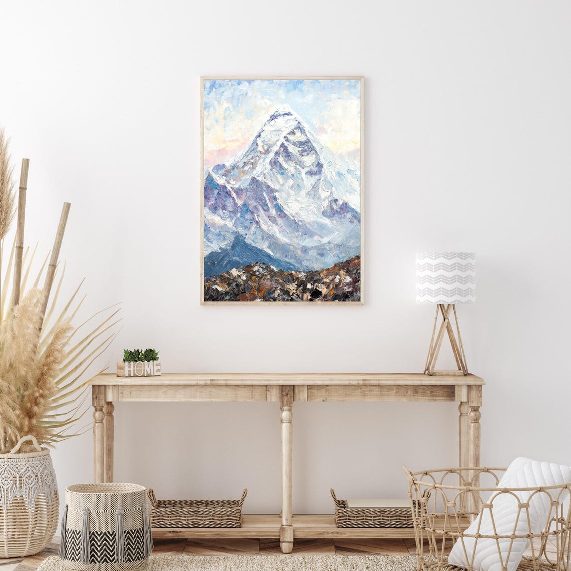 Mount Everest Snow Peak Nepal Himalaya Sunrise Oil Painting Poster - Image 3