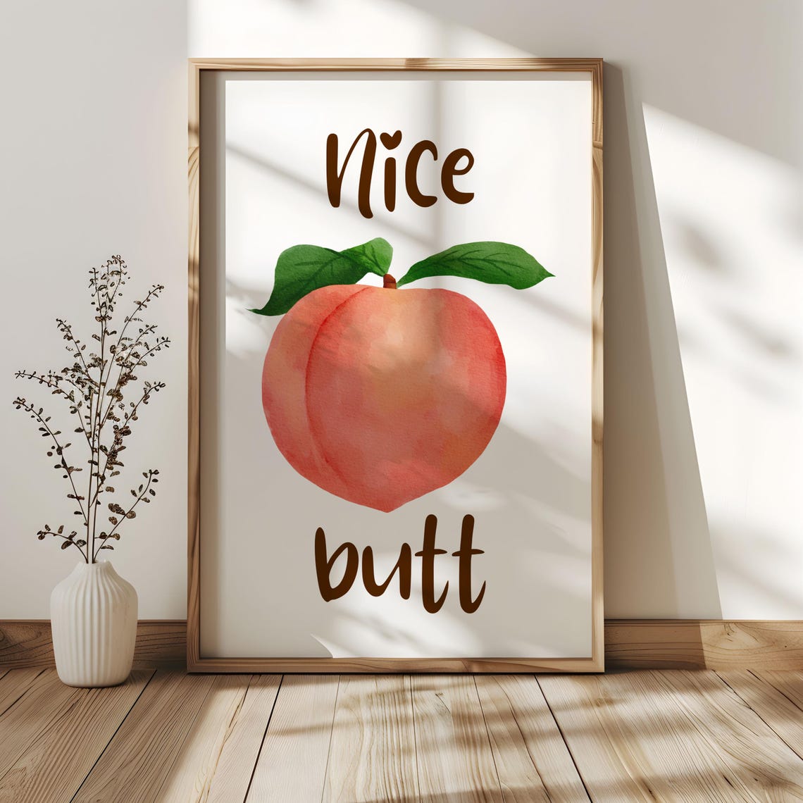 Nice Butt Funny Quote Peach Motivational Wall Art Instant - Image 3