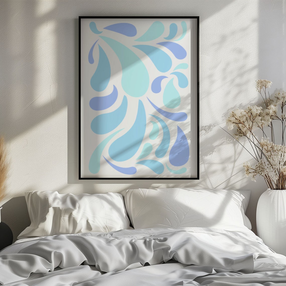 Blue Drops Abstract Water Poster with Flowing Teardrop Shapes - Image 3