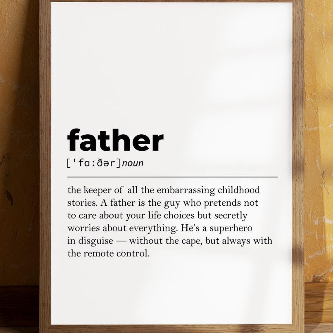 Father Dictionary Definition Poster Funny Gift for Dads Fathers Day