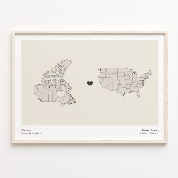 Canada and United States Long Distance Love Country Connection Poster