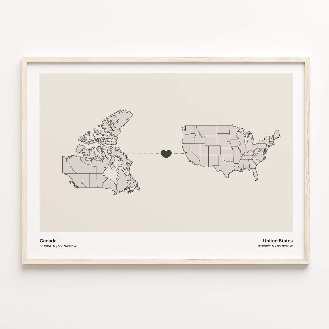 Canada and United States Long Distance Love Country Connection Poster
