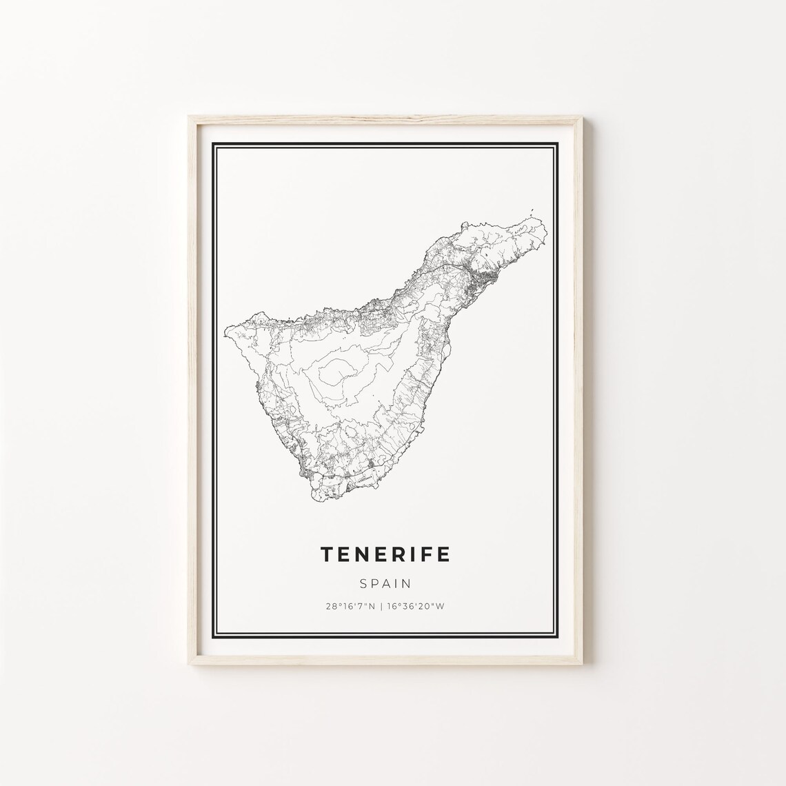 Tenerife Spain Island Map Minimalist Line Art Travel Wall Poster