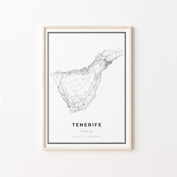 Tenerife Spain Island Map Minimalist Line Art Travel Wall Poster