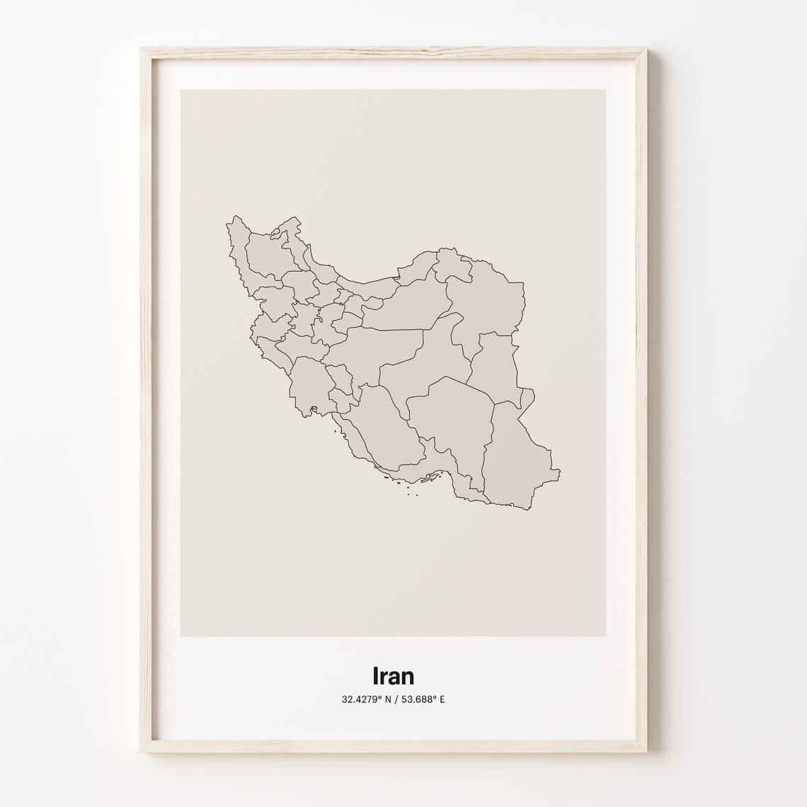 Iran Minimalist Country Map With Coordinates Line Art Poster