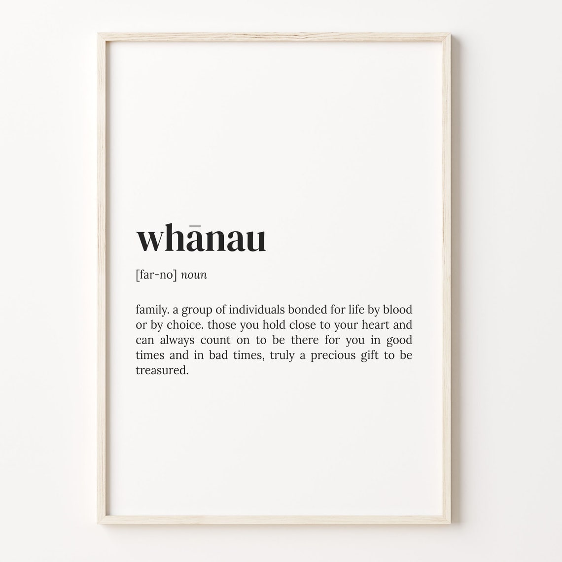 Whanau Family Definition Dictionary Style Minimalist Quote Poster