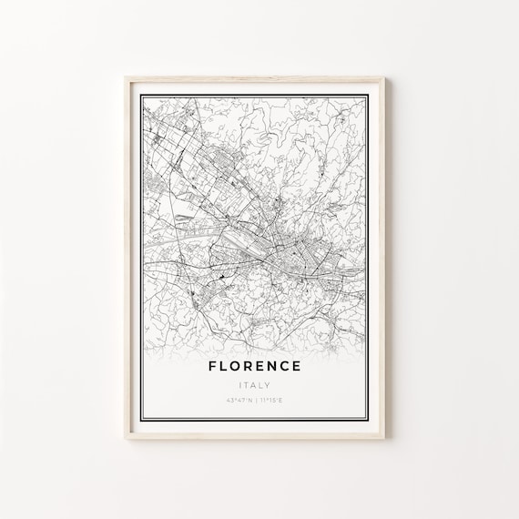 Florence Italy Minimalist Black And White City Map Art Poster