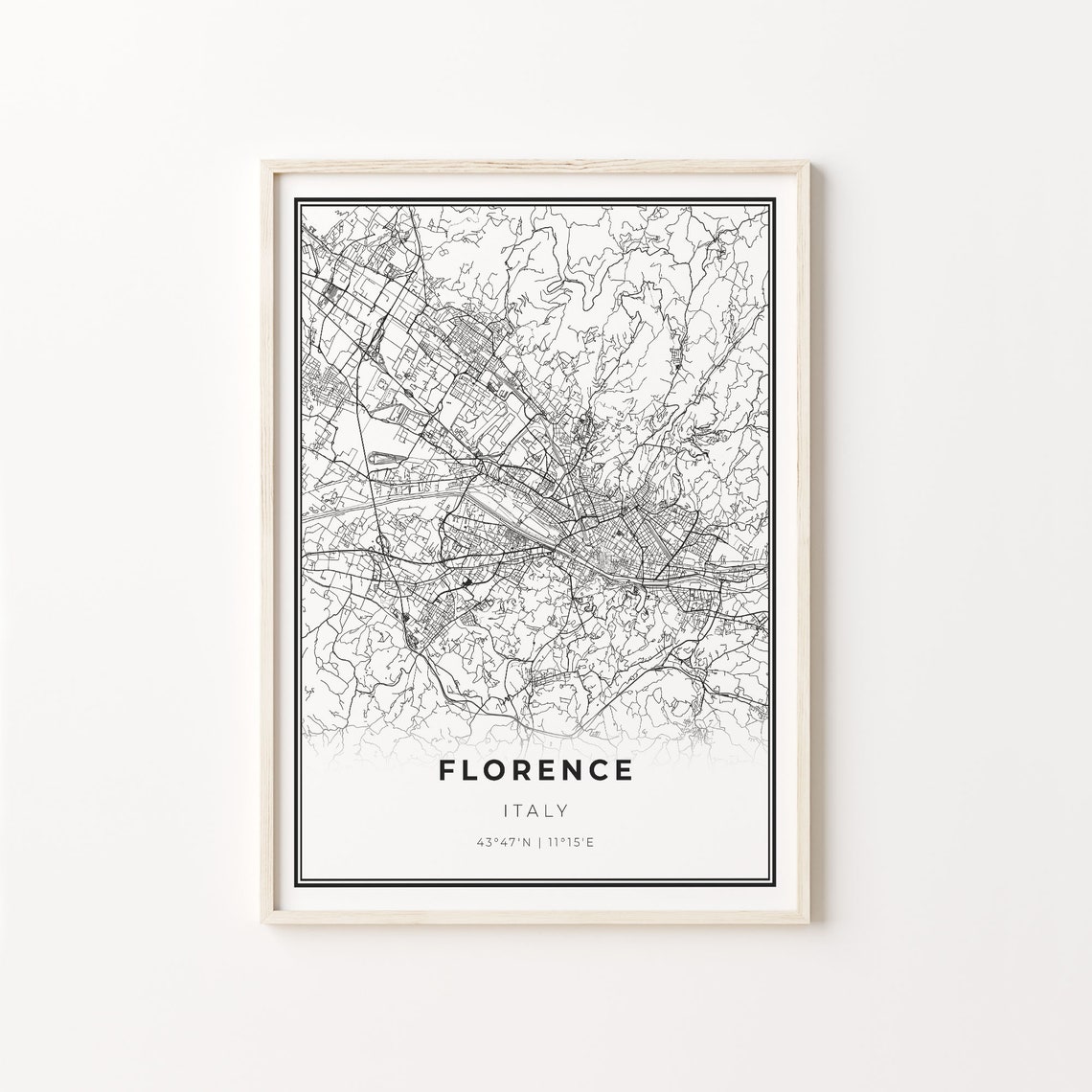Florence Italy Minimalist Black And White City Map Art Poster
