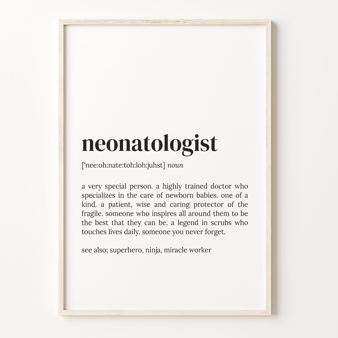 Neonatologist Definition Dictionary Quote Poster