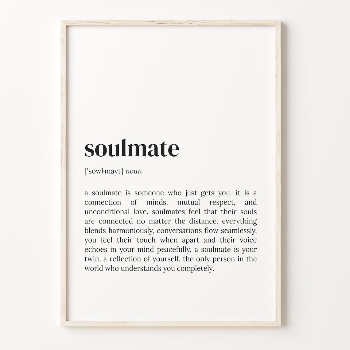 Soulmate Definition Dictionary Meaning Romantic Love Quote Poster