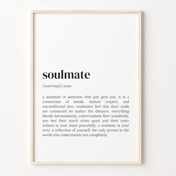 Soulmate Definition Dictionary Meaning Romantic Love Quote Poster
