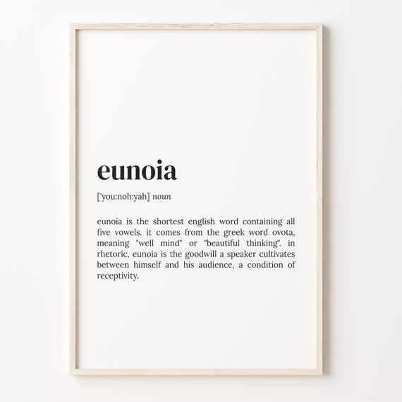 Eunoia Definition Print Dictionary Poster Quote Wall Art Funny Word Art Word Play Gift Eunoia Funny Gift Gift For Her C17 132