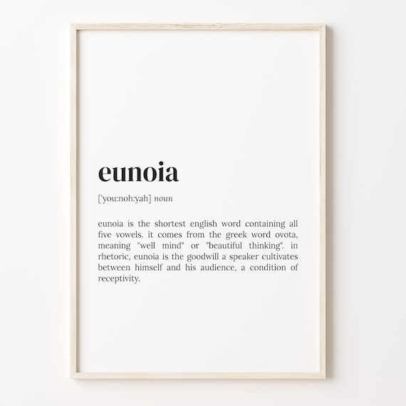 Eunoia Dictionary Definition Beautiful Thinking Word Lover Wall Art