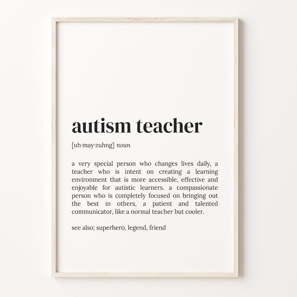 Autism Teacher Definition Quote Print Gift For Special Educators